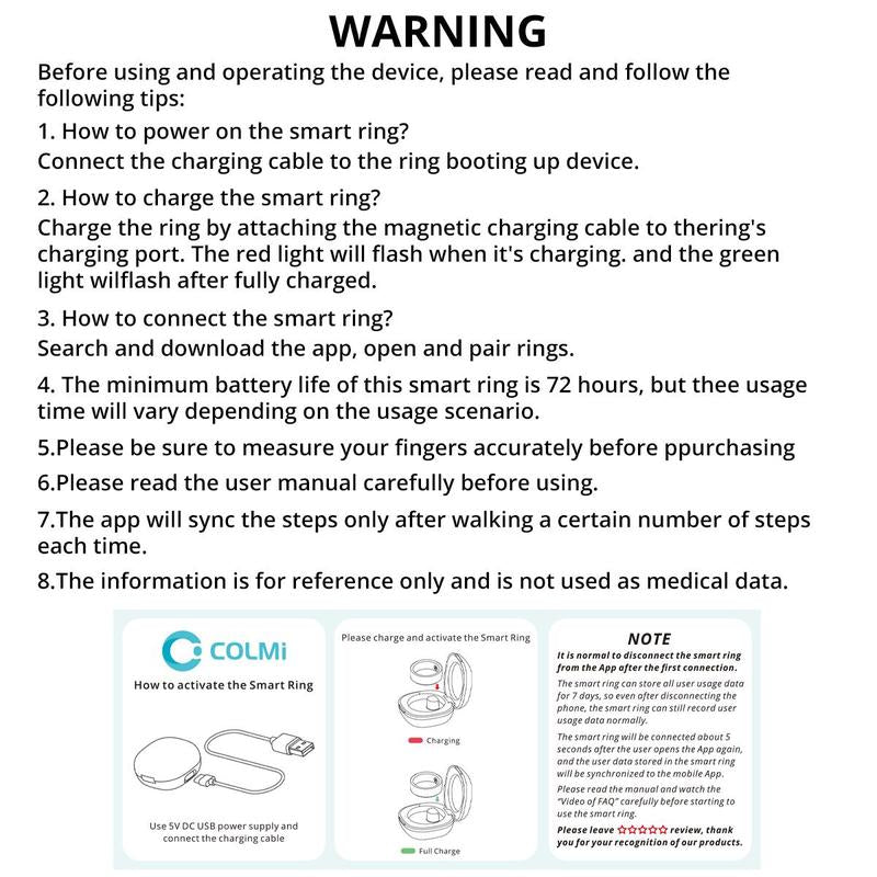 COLMI COLMI Smart Ring, Multifunctional Fashionable Smart Ring with Built-In Battery, Waterproof Sports Ring Fitness Tracker with Multi-Sport Mode for Men & Women, Wearable Fitness Tracker