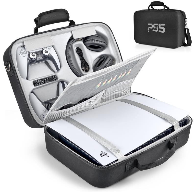 Carrying Case Compatible with PS5, Hard Shell Carry Case Travel Bag, Organizer Protective Case for Playstation 5 Console,Dual Controller and Accessories