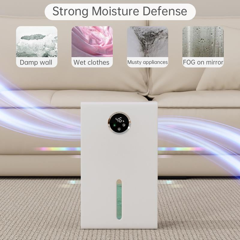 Portable Smart Dehumidifier,Air Purification with 7 Color LED Lights &Touch Screen, Ultra-Quiet Energy-Saving for Home Bedrooms Office Large Spaces