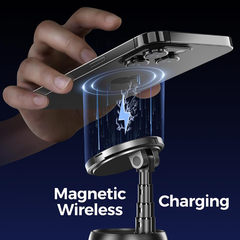 2025 New Upgraded 4-In-1 Auto Face Tracking Magsafe Selfie Stick and Wireless Charger Stand, 360 ° Rotation, Built in 2000Mah Battery, with Gesture Control Function,For Iphone&Android Selfie/Video Recording/Live Stream/Vlog
