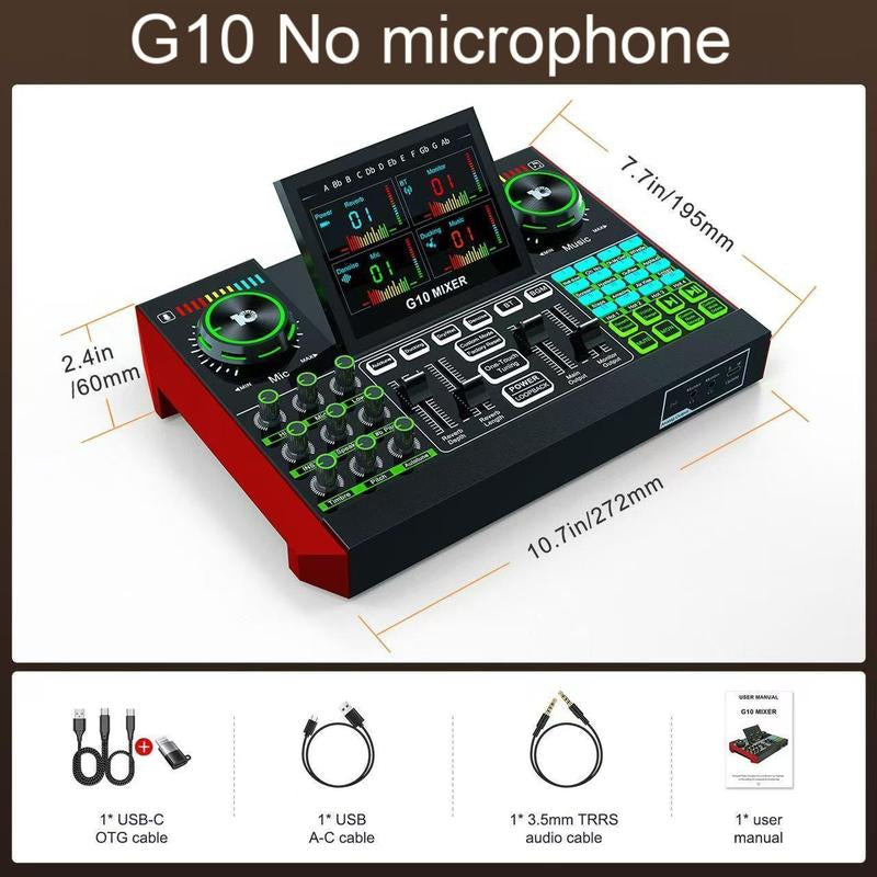 Tenlamp G10-P15 Cantilever Sound Card Kit, Upgraded Cantilever Bracket, Customizable Sound Effects, Condenser Microphone, Suitable for Live Streaming, Gaming, Vocal Podcasting, 2-Level Noise Cancellation, and Computer Audio Mixing