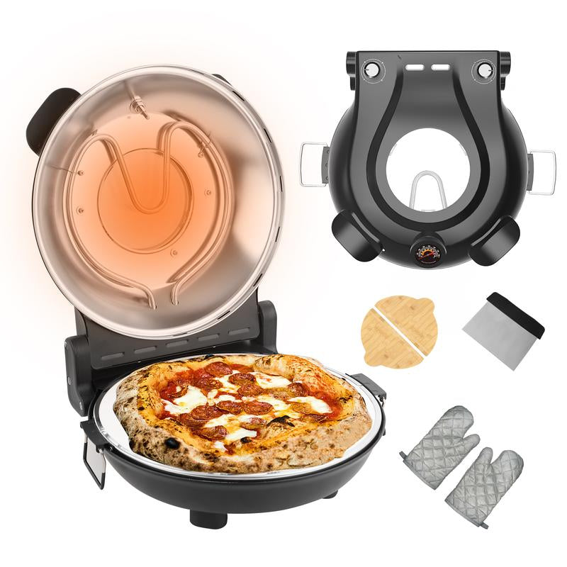 Countertop Pizza Ovens,12 Inch Electric Pizza Oven Indoor,1200W Portable Pizza Maker with Viewing Window, Indoor Pizza Oven Countertop,Pizza Maker Portable. Heats up to 800°F, Ideal for Home Use, Black