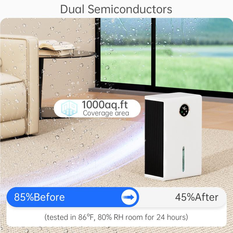 Portable Smart Dehumidifier,Air Purification with 7 Color LED Lights &Touch Screen, Ultra-Quiet Energy-Saving for Home Bedrooms Office Large Spaces