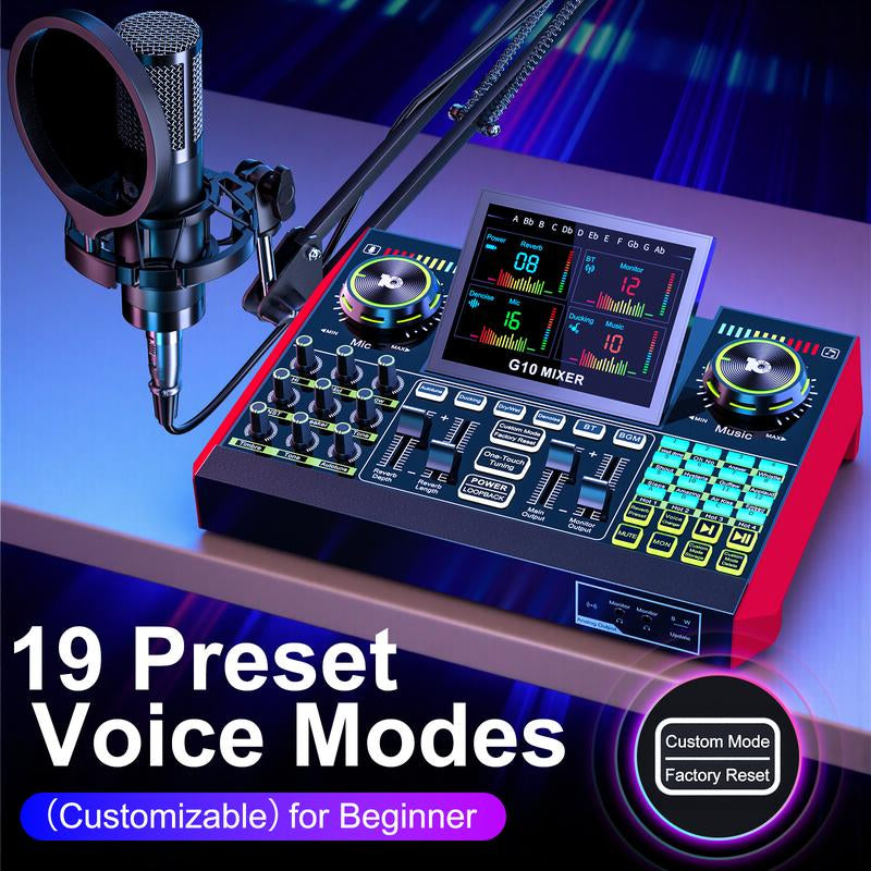 Tenlamp G10-P15 Cantilever Sound Card Kit, Upgraded Cantilever Bracket, Customizable Sound Effects, Condenser Microphone, Suitable for Live Streaming, Gaming, Vocal Podcasting, 2-Level Noise Cancellation, and Computer Audio Mixing