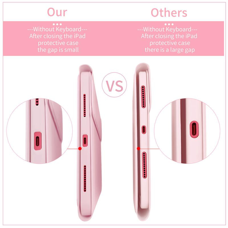 STWMOOCE Ipad Keyboard Case with Pencil Holder for 10.2" 7/8/9Th Gen, 10.9" 10Th Gen Ipad/Air4/5Th,11" Air(M2/M3)/Pro 2/3/4Th/A16 -Wireless Pink Cover