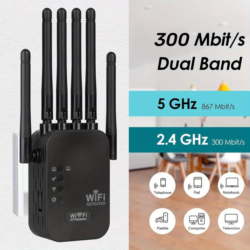 Wifi Extender, 300 Mbps Dual Band (5Ghz/2.4Ghz) Signal Booster, Repeater with Ethernet Port for Home, Gifts Wifi Extender Wifi Portable Range Indoor
