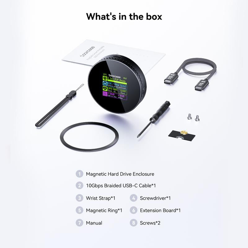 Dockcase Magnetic Visual M.2 2242 Nvme SSD Enclosure, 10Gbps USB 3.2 Type-C, 100W PD, 3S PLP Data Protection, Fits 2242/2230 Nvme Pcie, Compatible with Magsafe for Iphone 16/15 Pro Max Prores