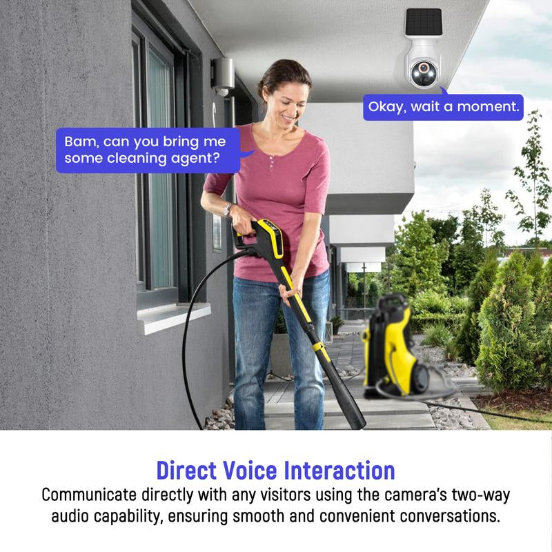 1080P Wifi Security Camera with Solar Panel, Wireless Outdoor, Camera for Home Security, Battery Powered, Pan Tilt, AI Motion Detection, Night Vision, 2-Way Talk, IP65, Cloud Storage, Human Detection, 2.4Ghz Only