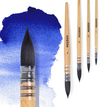 MEEDEN Watercolor Brushes Professional - 9 Pack Synthetic Squirrel Hair Artist Paint Brushes Set with Beech Wood Handle Great for Artists Hobbyists