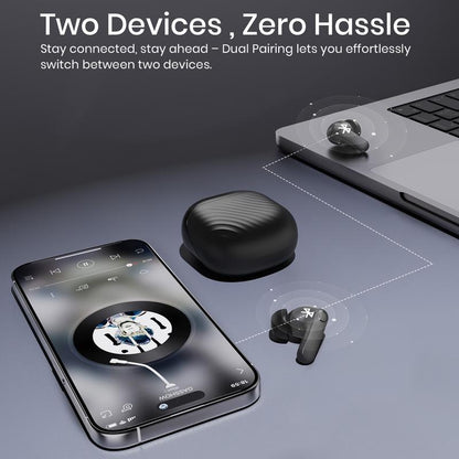 SIAWAG BTW73 Bluetooth Earbuds with ANC & ENC Noise Cancelling, 800Mah Battery, Dual Device Pairing, 60Ms Low Latency, IPX5 Waterproof, Fast Charging, Stylish Blue Design, Perfect for Women & Couples