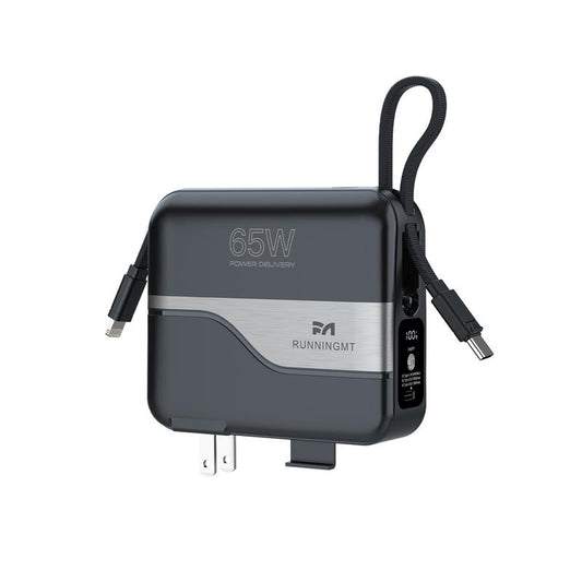 65W Fast Charging Portable Charger Power Bank with Built in Cables & AC Wall Plug,20000Mah External Battery Pack for Iphone 16/15/14/13/12 Pro, Ipad, Macbook Air, Samsung