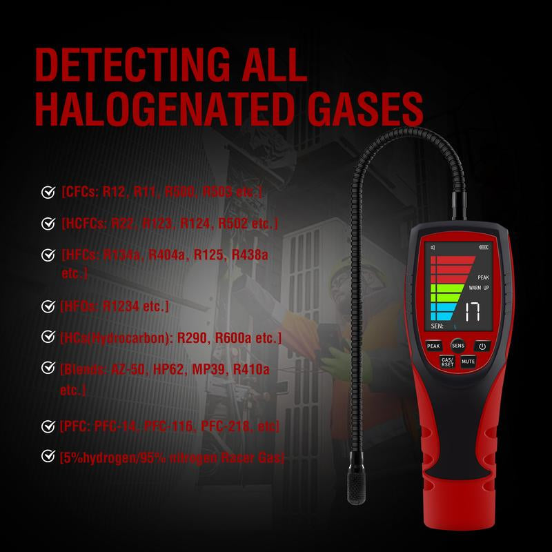 Refrigerant Leak Detector [2025 Upgrade], Aprvtio ALD-200 PRO Freon Leak Detector, 3000Mah Battery, Freon Portable Gas Sniffer Automotive Halogen Gas Leak Detector for R410A R22 R1234YF R600A R290 Cfcs Hcfcs Hfcs, Freon Gas Meter with Audible Visual Alarm