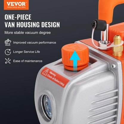 VEVOR 3 Gallon Vacuum Chamber and 3.5 CFM Pump Kit, Tempered Glass Lid Vacuum Degassing Chamber Kit, Single Stage Vacuum Pump with 250 Ml Oil Bottle, for Stabilizing Wood, Degassing Silicones, Epoxies