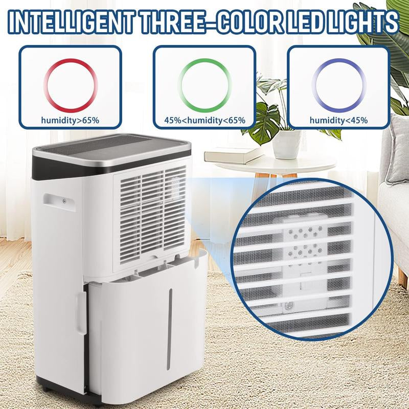 Xbeauty Home Dehumidifier, 50 Pint 4500 Square Feet Whole House Dehumidifier, Three LED Light Colors 4L Water Tank with Sleep Mode and Auto Defrost