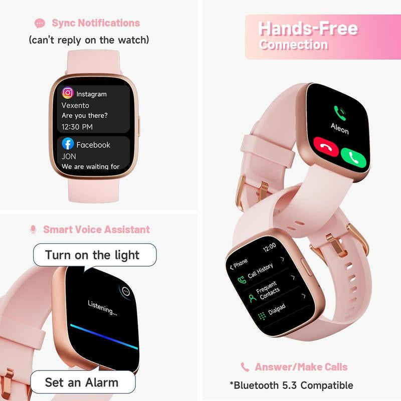 [Includes 3 Fashion Straps]Toobur Smart Watch with Smart Voice Assistant Activity Tracker with Answer/Make Calls/Sleep Monitor/100 Sports Models/Ip68 Waterproof Pedometer, Smartwatch Compatible Android Ios for Men Women