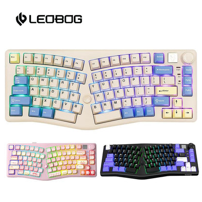 LEOBOG A75 75% Alice Keyboard, Wireless Gaming Keyboard with Knob and Joystick Design, Top Mount Mechanical Keyboard with Flex-Cut PCB, PC Plate, Magnetic Stands for Win/Mac
