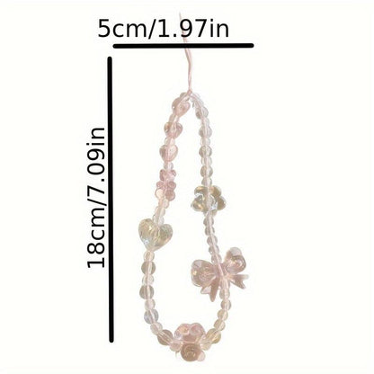 Adorable Pink Bear-Themed Phone Lanyard with a Love Bow - a Fashionable and Secure Hands-Free Accessory. Smartphone Cellphone