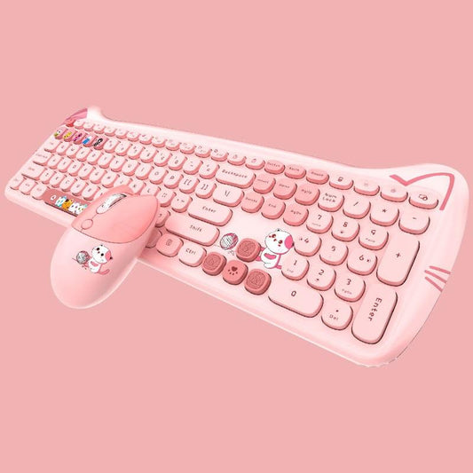 Macaron Colors Wireless 2.4G Keyboard Set, Pink, Green, Beige, Cute Design High Aesthetic Appeal Compact & Lightweight, Office/Gaming/Home/Travel/Stylish, Pastel Color Keycaps, Smooth Typing Experience, Portable Macaron Keyboard Gift Idea