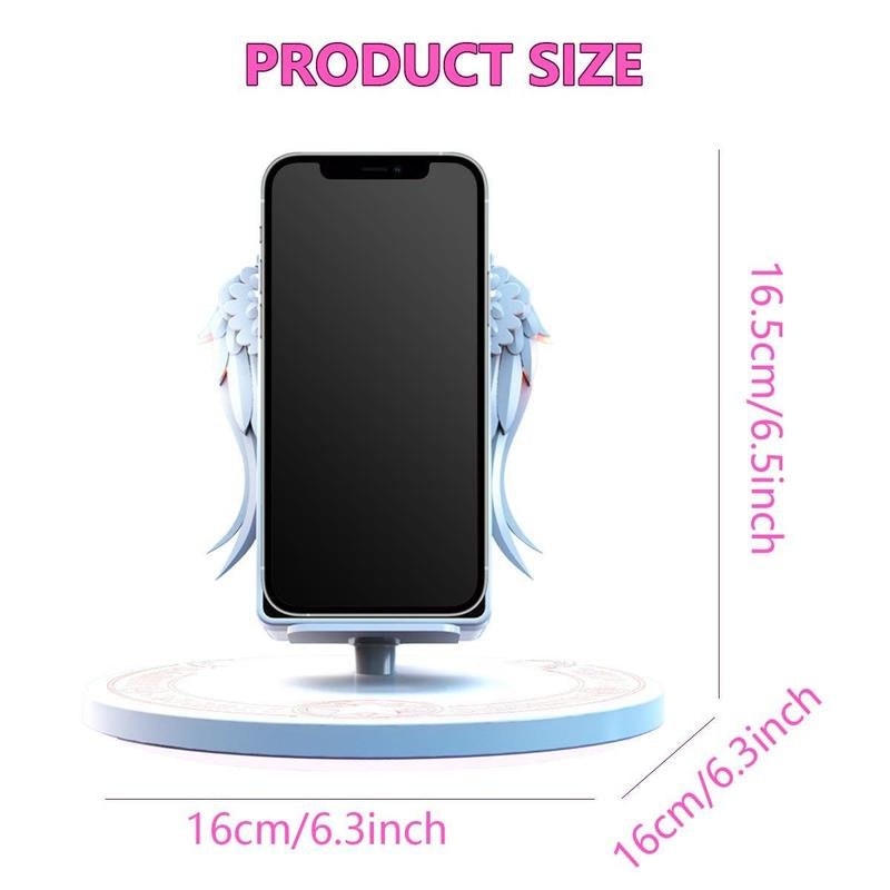 Angel Wing Design Wireless Charger with Mirror, 15W Super Fast Charge Wireless Charger with Luminous Base, Phone Accessories for Phones with Wireless Charging Function