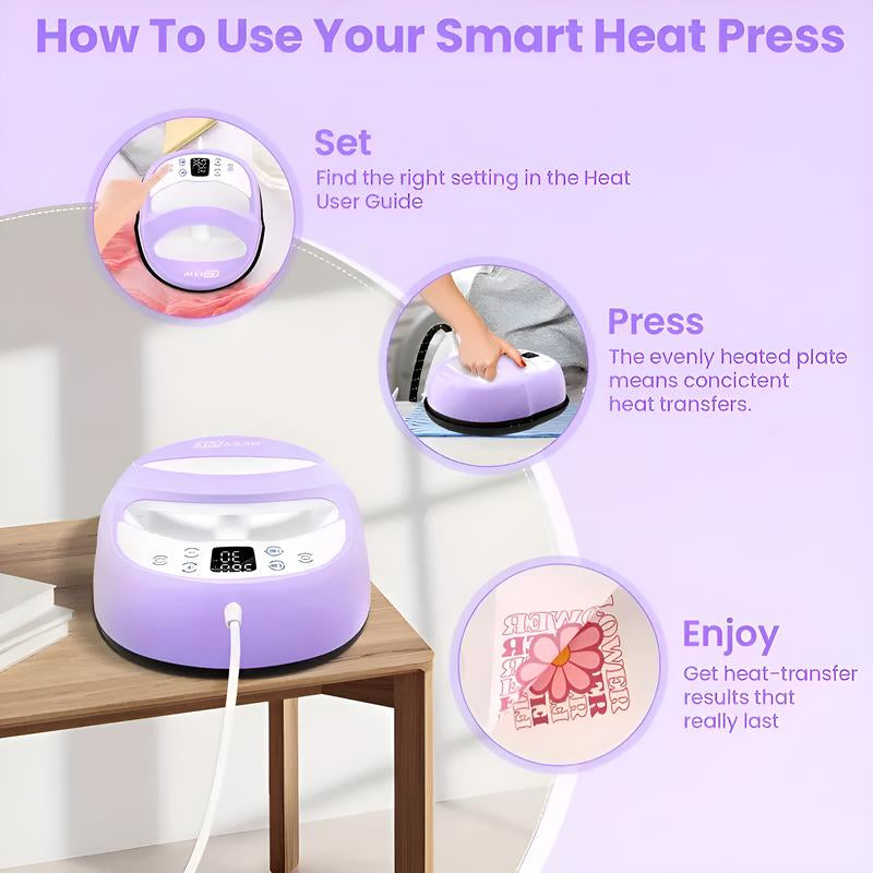 AKEYDIY 12×10 Inches Portable Heat Press Machine, Hand Free Easy Press Printing Machine with LCD Screen, Multifunctional Heat Transfer Sublimation Machine for T-Shirts/Tote Bags/ Pillows/Aprons, Purple/Pink