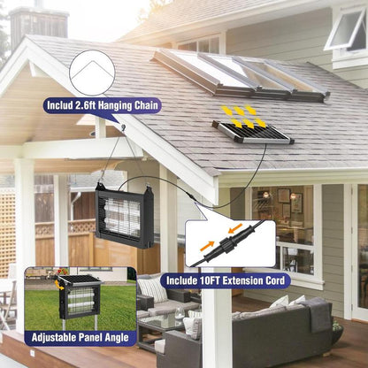 Bug Zapper Outdoor Solar Powered, Mosquito Zapper Indoor with 4500V High Powered, Electric Fly Zapper with Extension Cord and Grounding Bracket, Rechargeable Waterproof Mosquito Killer, Fly Zapper, Mosquito Killer, Electric Trap Ideal for Patio, Backyard