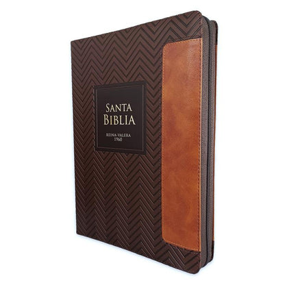 Biblia Con Cierre Letra Super Gigante 19 Puntos RV1960 Duotono Cafe Oscuro Con Indice
