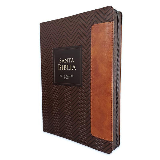 Biblia Con Cierre Letra Super Gigante 19 Puntos RV1960 Duotono Cafe Oscuro Con Indice