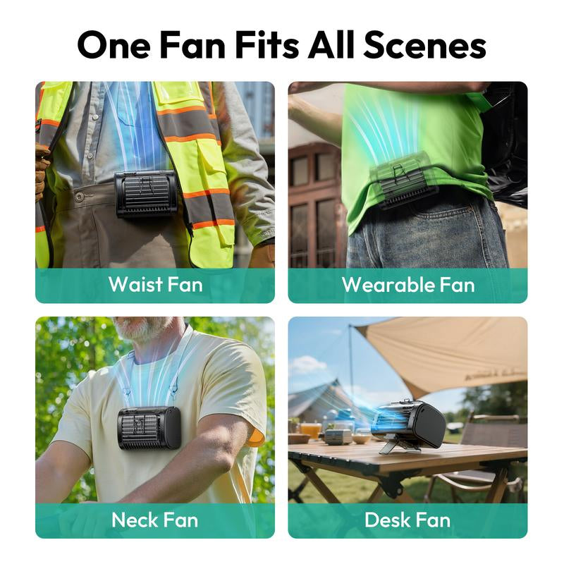 Aecooly Waist Fan Portable Hands Free Cooling Fan for Outdoor, Worksite & Summer Heat | Strong Airflow, Long Battery Life, Compact & Rechargeable,Summervibes