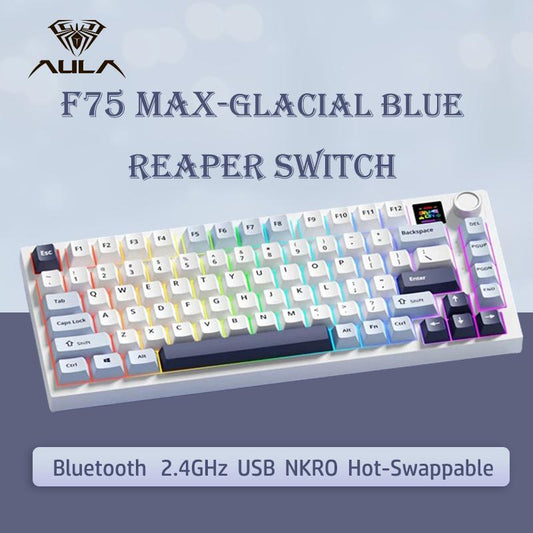 Aula F75 MAX Gasket-Mounted Hot- Swappable Wireless Mechanical Keyboard with TFT Screen and Knob, Gift for Friend, Gaming Accessories