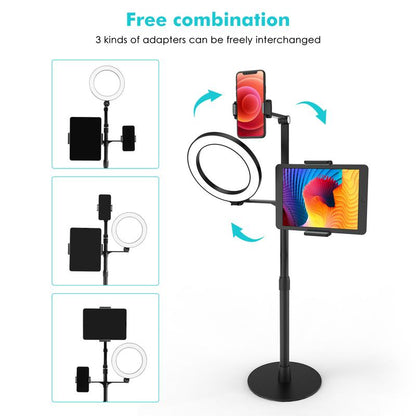 Viozon 3-In-1 Selfie Desktop Live Stand, Height Adjustable/Overhead, 8" LED Ring Light, Compatible with 3.5-13" Tablet& Phone, Suitable for Youtube/Tiktok/Recording/Streaming/Online Meeting 3In1 Phonestand Ipad Mounting Options Office Gadgets Mount
