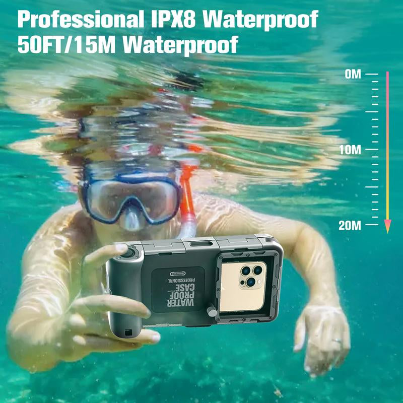 Underwater Snorkeling Diving Phone Case for Iphone 16/15/14/13/12/11 Pro Max/Xs/X Galaxy S24/S23/S22/S21, [50 Feet/15 Meters] Professional Scuba Diving Waterproof Phone Case Underwater Photo Video
