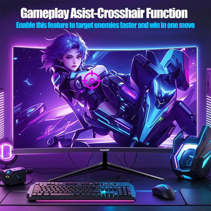 Rehisk 27'' 2K QHD 165Hz Curved Gaming Monitor - 2560P, 1Ms IPS Panel, Adaptivesync, Ultra-Thin Bezel, Tilt Adjustable