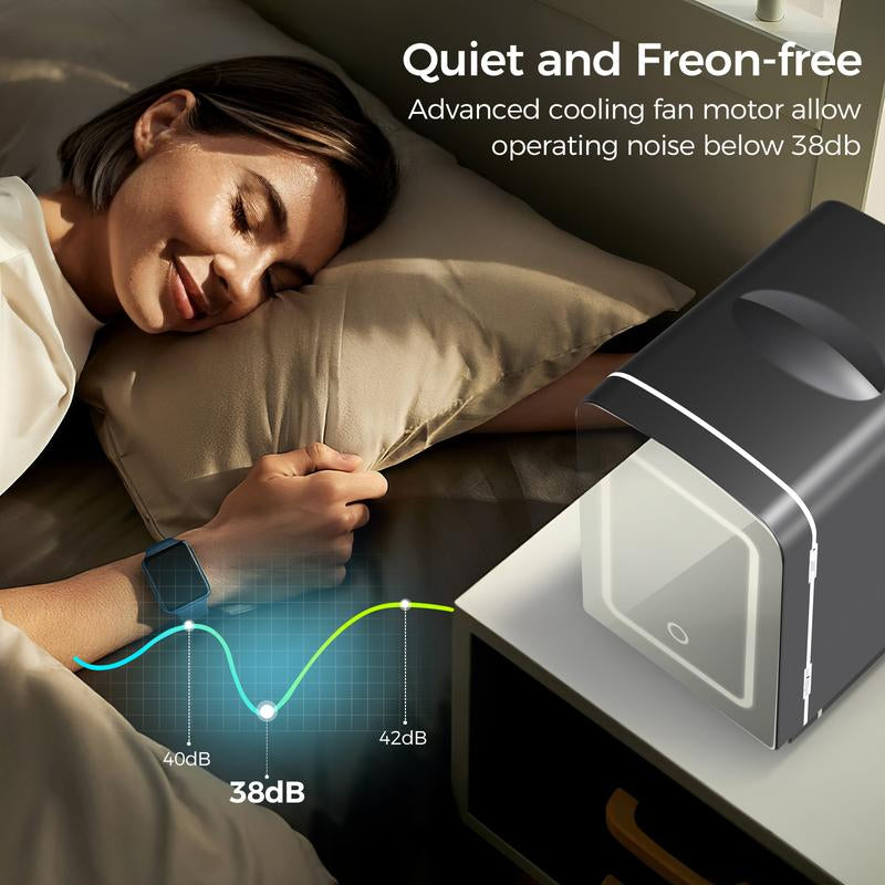 Makeup Fridge with Dimmable Mirror, 4L Mini Fridge for Bedroom, Car, Office & Dorm, Cooler & Warmer, Portable Small Refrigerator