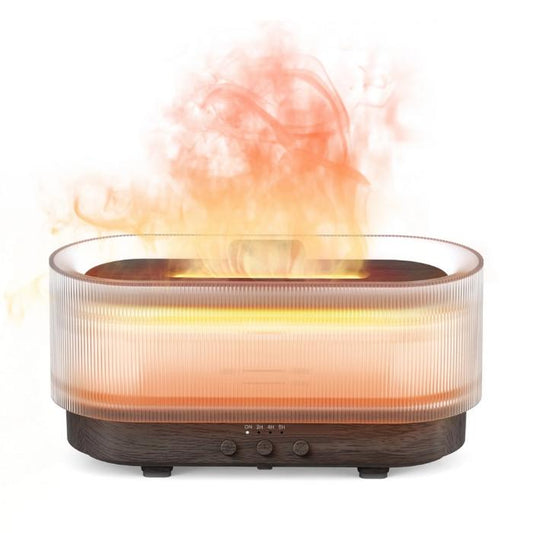 Sejoy Essential Oil Diffuser for Home Bedroom, 300Ml Cool Mist Humidifier with Flame Light, 6 Colors Changed, Dark Wood Grain