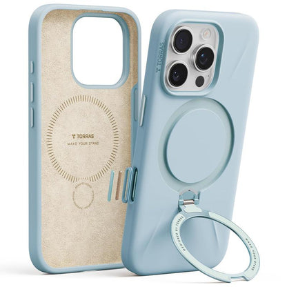 TORRAS Ostand Spin Fusion for Iphone 16 Pro Max Case Silicone with Stand, Fit for Magsafe, Camera Control, Liquid Silicone Case, Natural Skin Touch