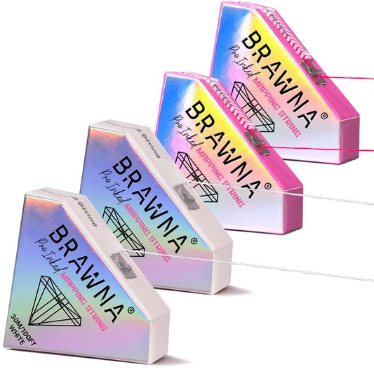 BRAWNA White and Pink Mapping String for Brows and Lips Measuring - PMU, Microblading, Brow Tint Supplies - Eyebrow Lamination Eyebrow Razors