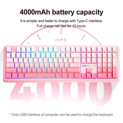AULA F108 Three-Mode Mechanical Keyboard, 108-Key Full-Array, RGB Lighting Effect, Full-Key Hot Swap, Comfortable Keys Feel, Compatible with Windows/Mac/Ios System, Suitable for Computers, Notebooks, Mobile Phones, Daily Office or E-Sports Games.