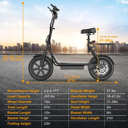 Electric Scooter, 500W Motor, Top Speed 22 MPH, Long Battery Life, 22-28 Miles per Charge, LCD Display, Dual Braking System Commuter Scooter for Adults