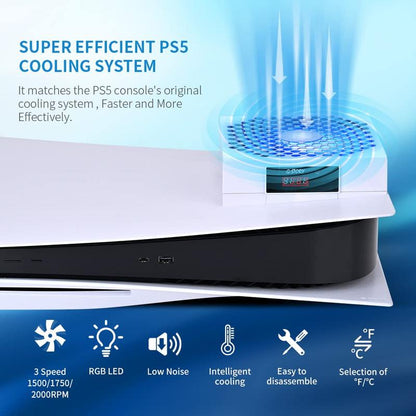 G-STORY PS5 Cooling Fan, PS5 Fan Cooler System, Speed Automatically Adjusted by Temperature, Low Noise, RGB LED Accessories Console Cover Ps5 Accessories Gamesircontroller
