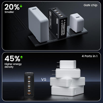MOVE SPEED 140W USB C Charger PD3.1 Gan 4-Port Compact Laptop Wall Charger Foldable Plug 3Xusb-C Ports Fast Charging for Macbook Pro/Air, Iphone, Ipad Pro, Dell XPS Etc (With 140W Cable)