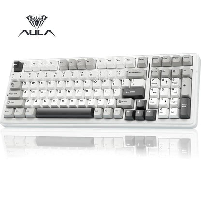 AULA F99 Wireless Mechanical Keyboard, Hot Swappable Custom Keyboard,Pre-Lubed Linear Switches,Gasket Structure,Rgb Backlit Gaming Keyboard (Blue&White)