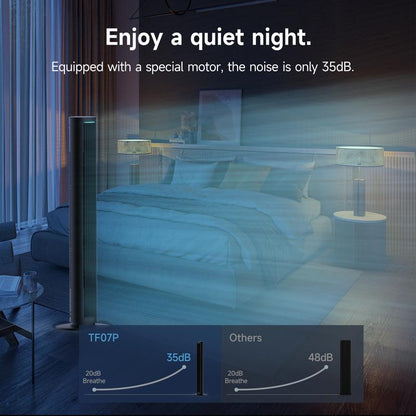 NOT AC --Tower Fan for Bedroom, 40 Inch Bladeless Fan, 80 ° Oscillating Fan, Silent Floor Fan with Remote Control Led, 4-Speed Multiple Modes, 7H Timer, Large Air Outlet