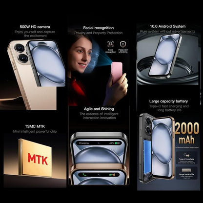 Mini Smartphone, 4.0 Inch Android 10.0 Phone, 2+16GB RAM Cellphone, 3G Network Dual Card Mobile Phone with 2000Mah Battery, Portable Fashion Phone, Multifunction Touchscreen Smartphone