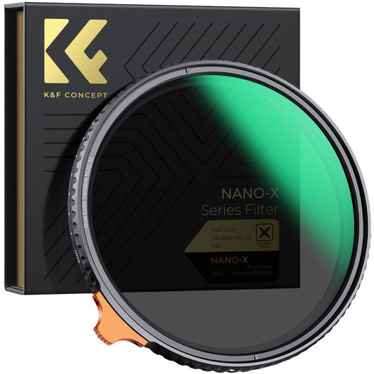 【K&F Concept】Pt ND2-32 True Color Variable (1-5 Stops) ND Lens Filter, Adjustable Neutral Density Filter with 28 Multi-Layer Coatings for Camera Lens