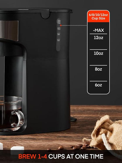 FOHERE Coffee Maker, Single Serve Iced and Hot Coffee Brewer for K Pod & Ground Coffee, 90S Fast Brewing, 6 to 14 Oz Brew Sizes, 1000W Water Window and Descaling Mode