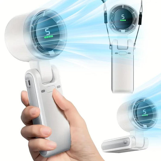 Portable Handheld Turbofan, Rechargeable 5-Speed Wind Adjustment Cooling Fan Suitable for Outdoor Activities and Travel