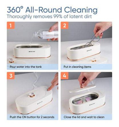 MAGIC JOHN 47Khz Ultrasonic Cleaner with Sterilization – Professional Jewelry & Eyewear Cleaning Machine, Portable for Home & Office