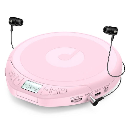 CD Player Portable CD Discman: with Earphones Portable CD Player for Car with Anti-Skip Shockproof Personal CD Player with LCD Display Support PROG Memory Function Repeat Playback Sound