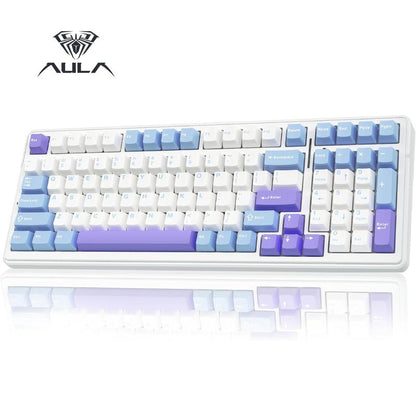 AULA F99 Wireless Mechanical Keyboard, Hot Swappable Custom Keyboard,Pre-Lubed Linear Switches,Gasket Structure,Rgb Backlit Gaming Keyboard (Blue&White)