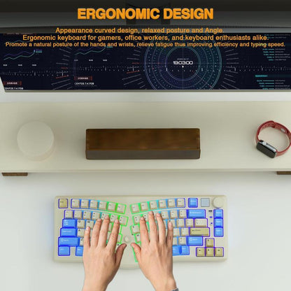 LEOBOG A75 75% Alice Keyboard, Wireless Gaming Keyboard with Knob and Joystick Design, Top Mount Mechanical Keyboard with Flex-Cut PCB, PC Plate, Magnetic Stands for Win/Mac